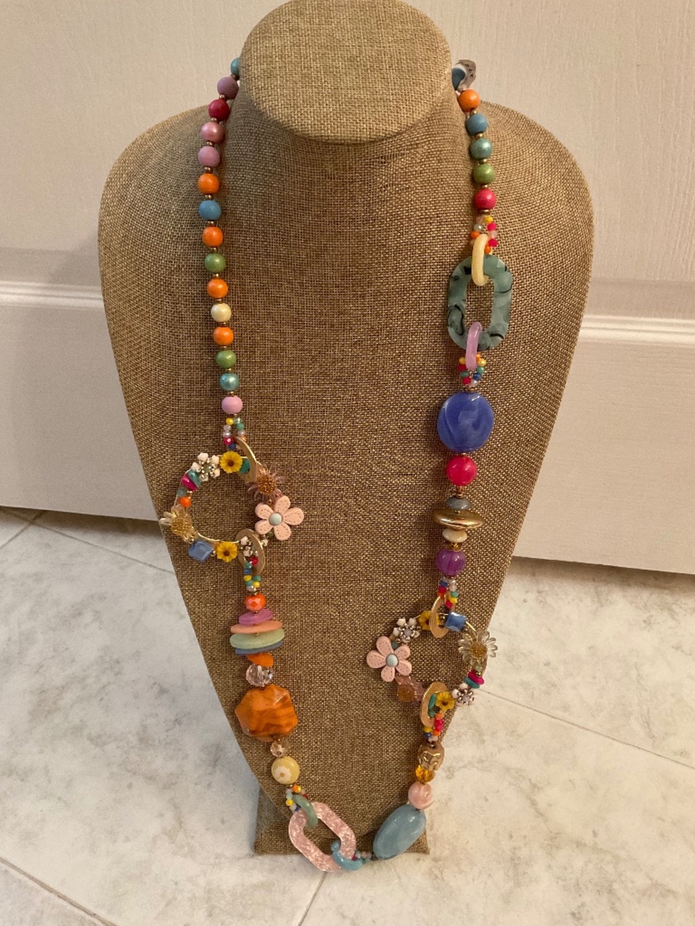 Unbranded Handmade Colorful Beaded Necklace from ITALY Length 22” *NEW*